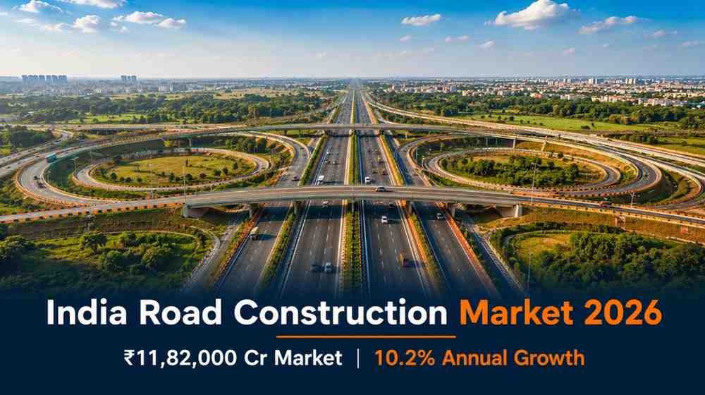 India road construction market 2026 showing expressway interchange aerial view representing 10.2 percent CAGR growth opportunity