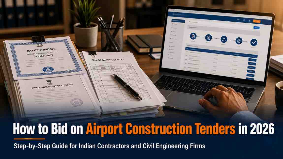How to bid on airport construction tenders India 2026 — CPWD registration AAI eligibility eProcurement DSC step by step guide for contractors
