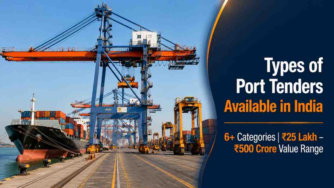 Types of port tenders India 2026 — civil works, cranes, dredging and services from major port authorities
