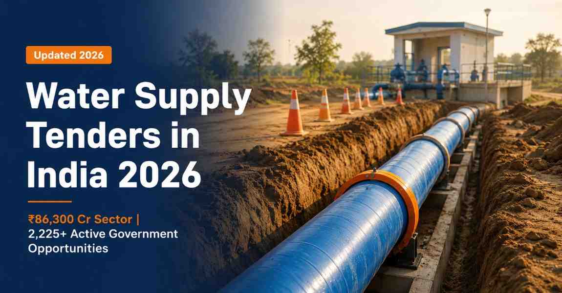 Water supply tenders India 2026 — Jal Jeevan Mission and AMRUT procurement guide for PHE contractors and pipe suppliers
