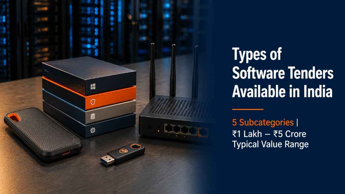Types of government software tenders India 2026 — ERP, OS licensing, cybersecurity, custom development and AMC contracts