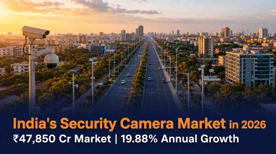 India security cameras CCTV market growth 2026 — smart city surveillance infrastructure aerial view