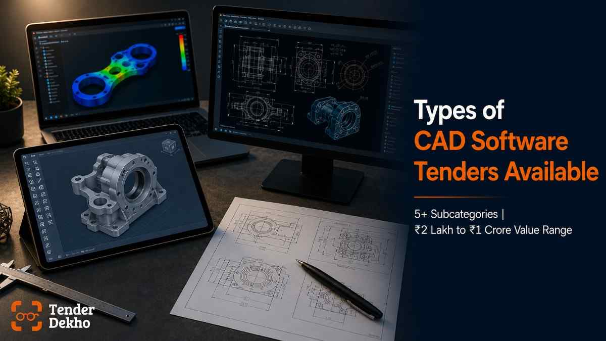 Types of computer aided design software government tenders India 2026 — 2D CAD, 3D modelling, simulation and EDA subcategories