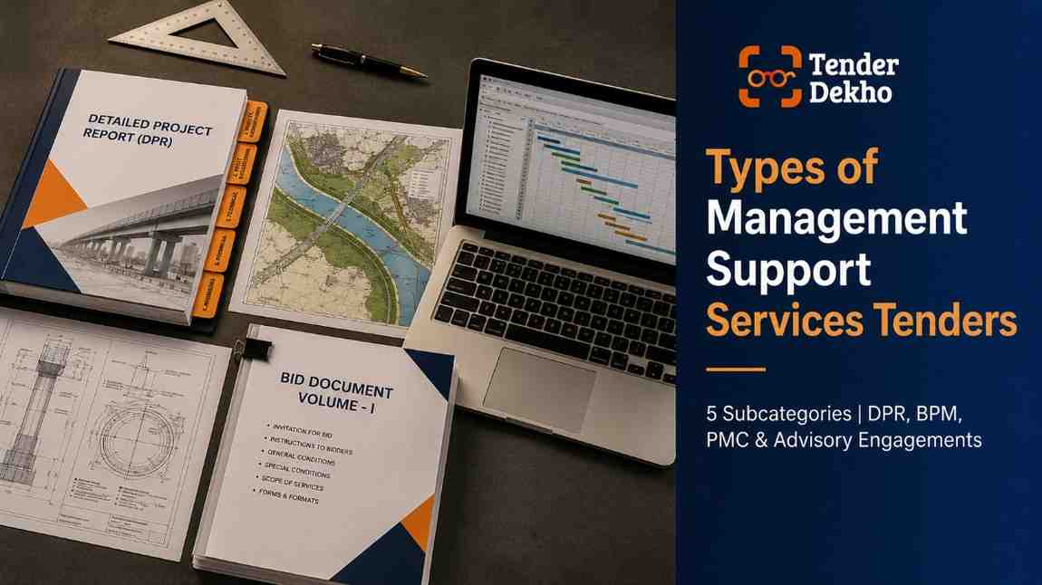 Types of management support services tenders India 2026 — DPR preparation BPM project management consultancy bid categories