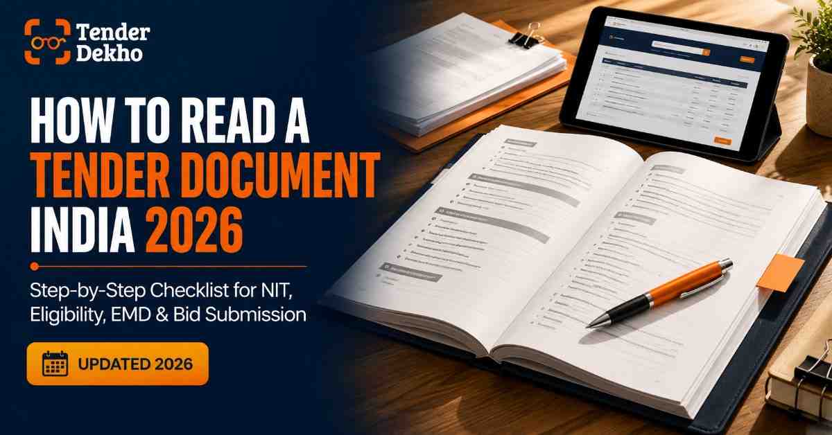 How to read a government tender document in India 2026 — beginner checklist for NIT, eligibility, EMD, and bid submission