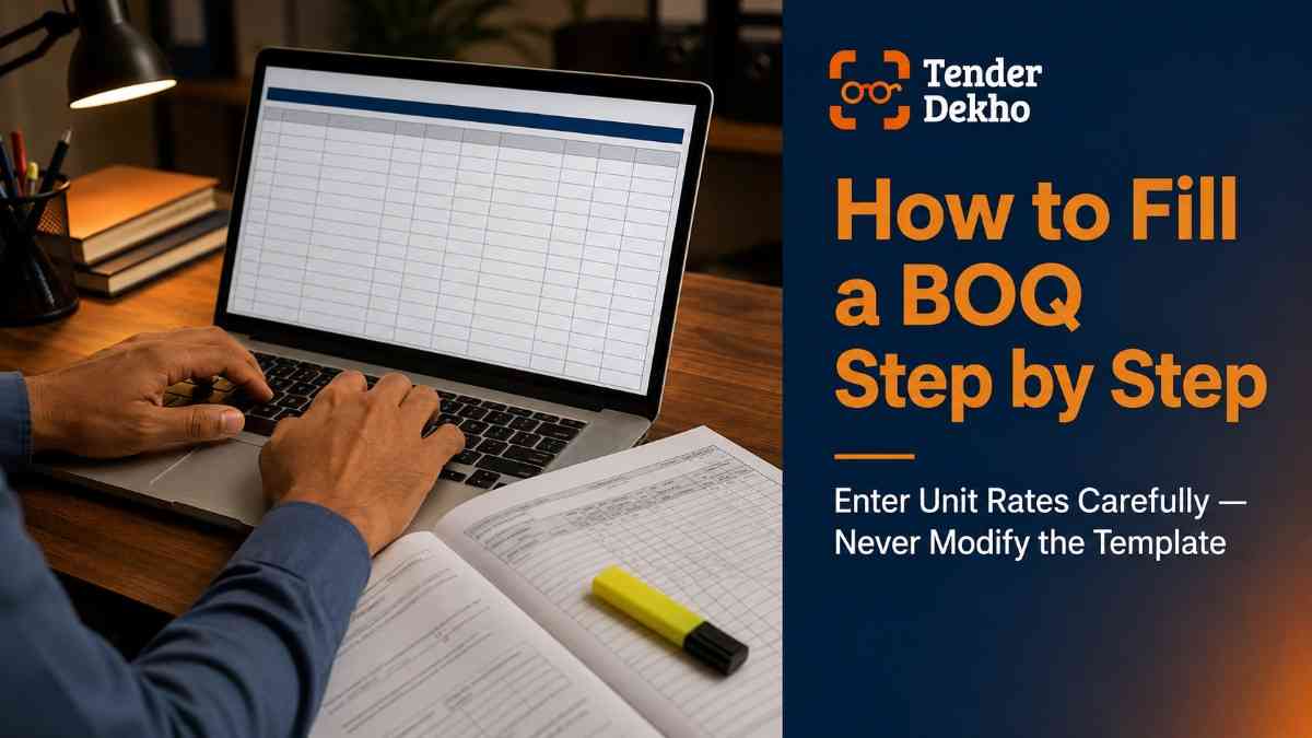 How to fill BOQ in government tender India step by step 2026 — entering unit rates on CPPP portal