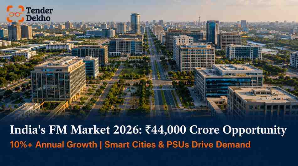 India facility management market growth 2026 — Smart Cities and PSU infrastructure driving government FM tender demand for MSMEs