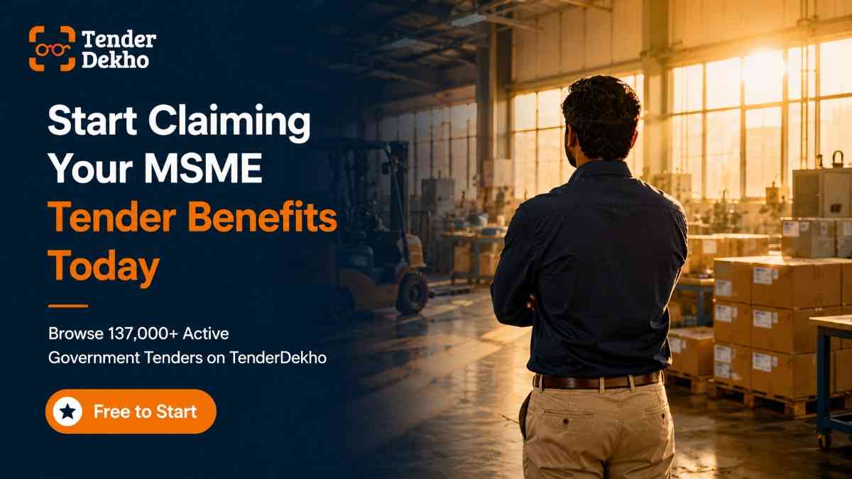 MSME business owner success in government tender procurement India 2026 — small factory dispatch representing winning contracts with Udyam benefits