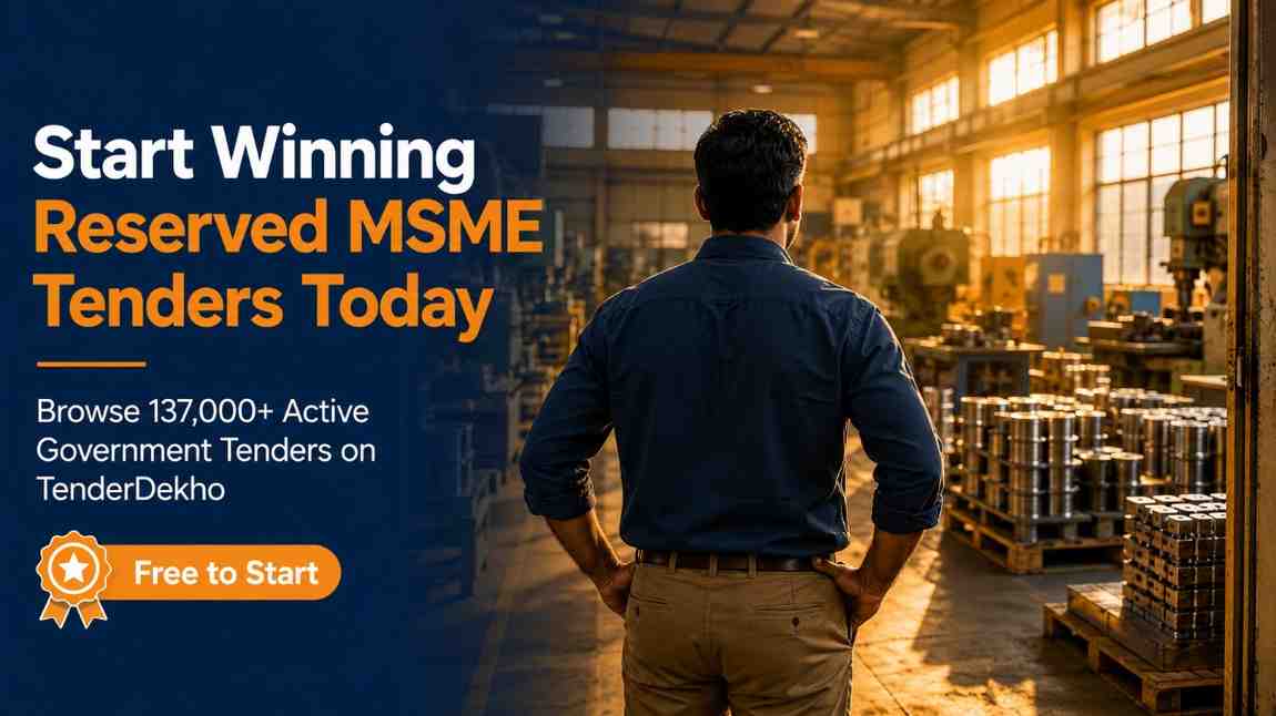 MSME manufacturer winning government reserved item tender India 2026 — thriving small business workshop golden hour success story