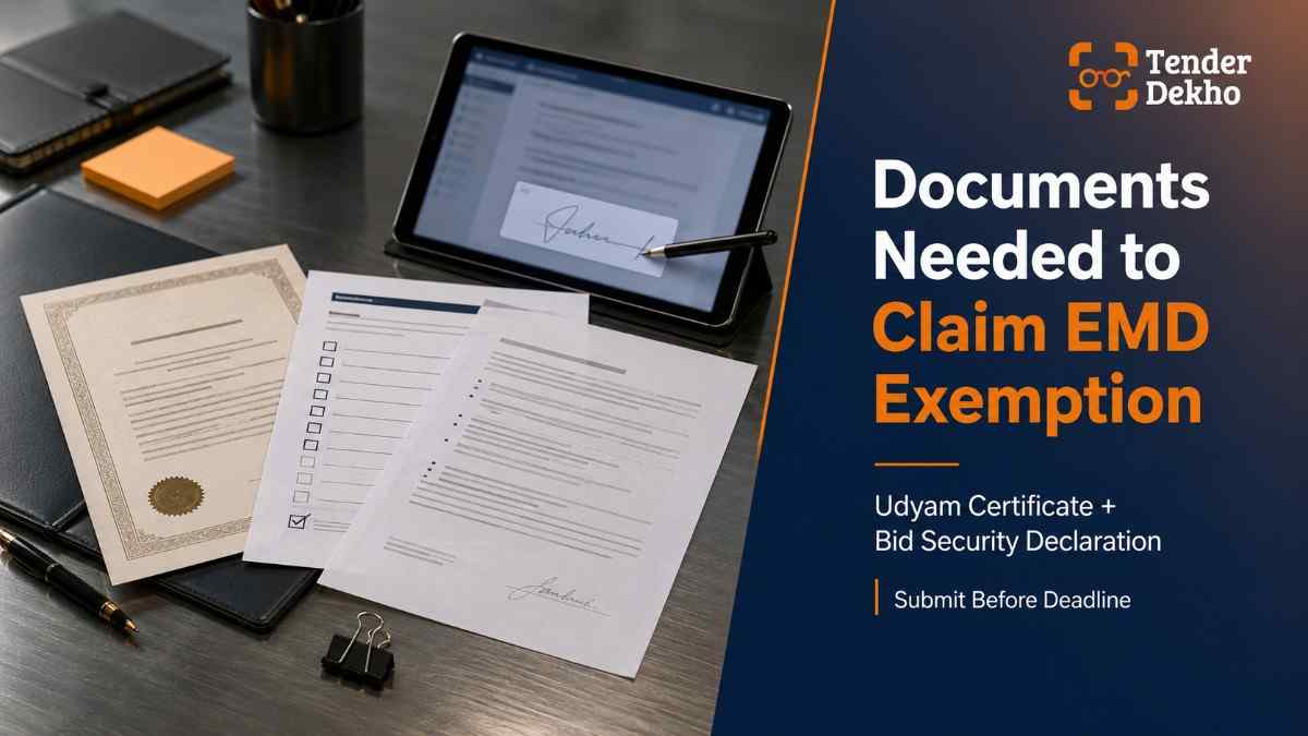 Documents required to claim MSME EMD exemption in government tenders India 2026 — bid security declaration process