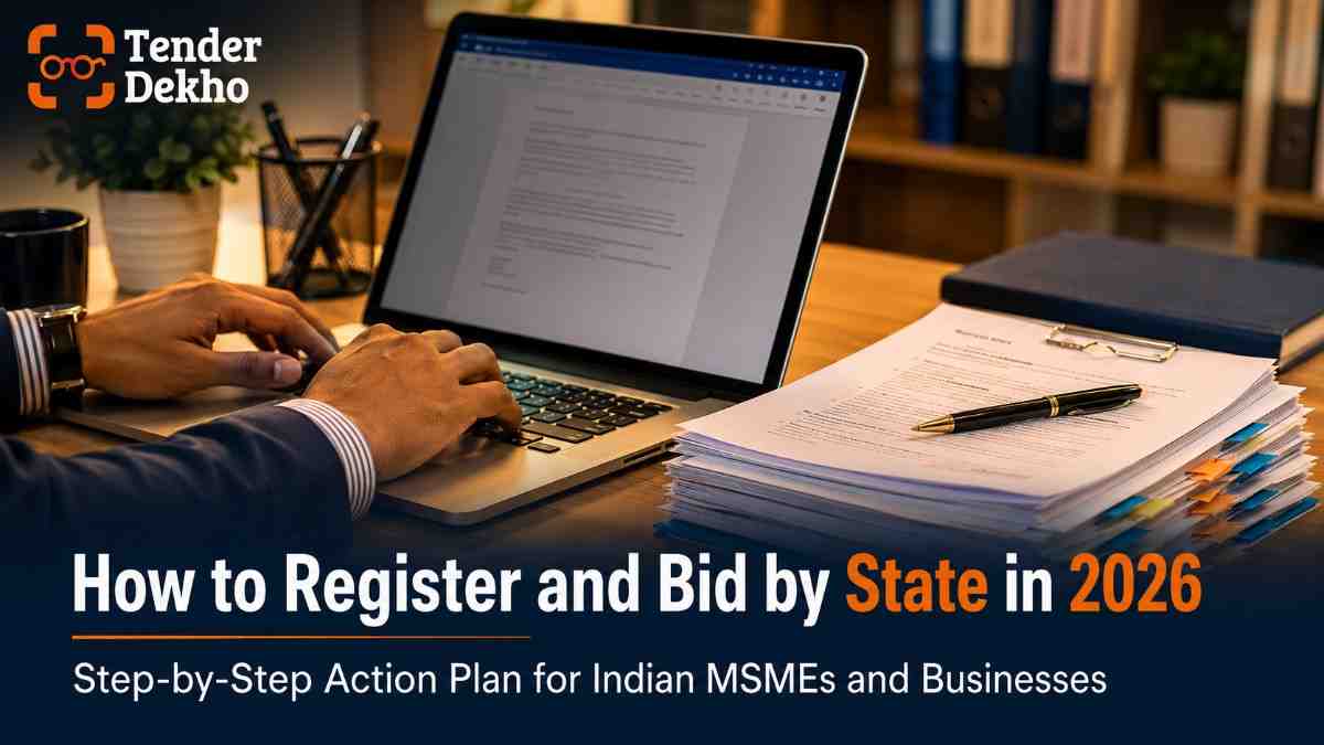 How to register and bid on state government tenders India 2026 laptop document preparation MSME guide