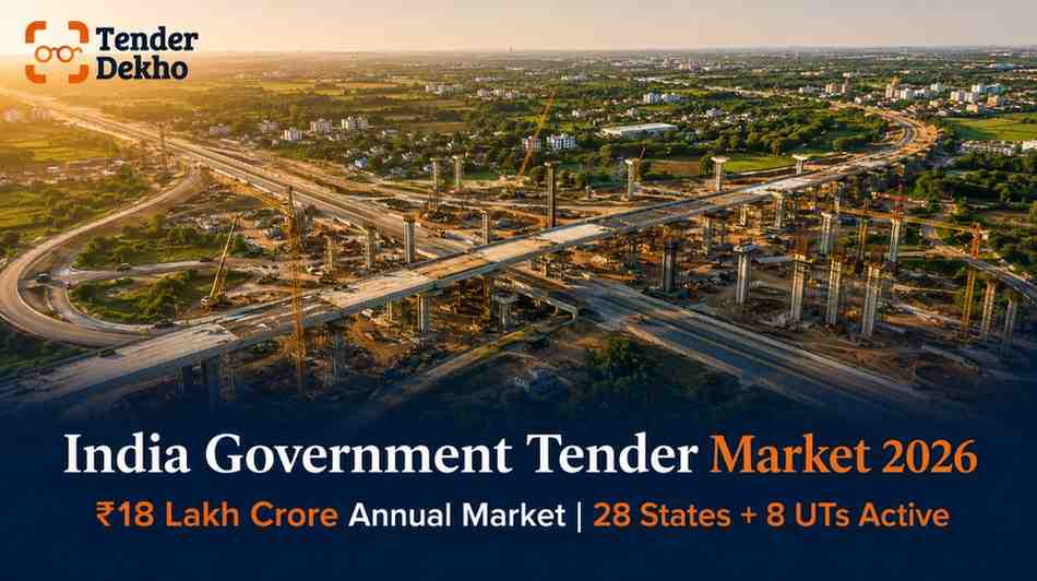 India government procurement market scale 2026 aerial view of major infrastructure project state tender opportunities