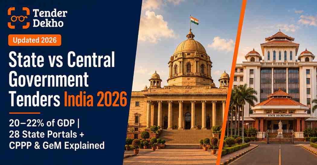 State vs central government tenders India 2026 — complete guide to finding tenders on CPPP, GeM and state eProcurement portals