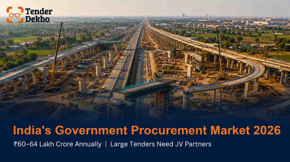 India government procurement market 2026 — aerial infrastructure view showing scale of consortium bidding opportunities