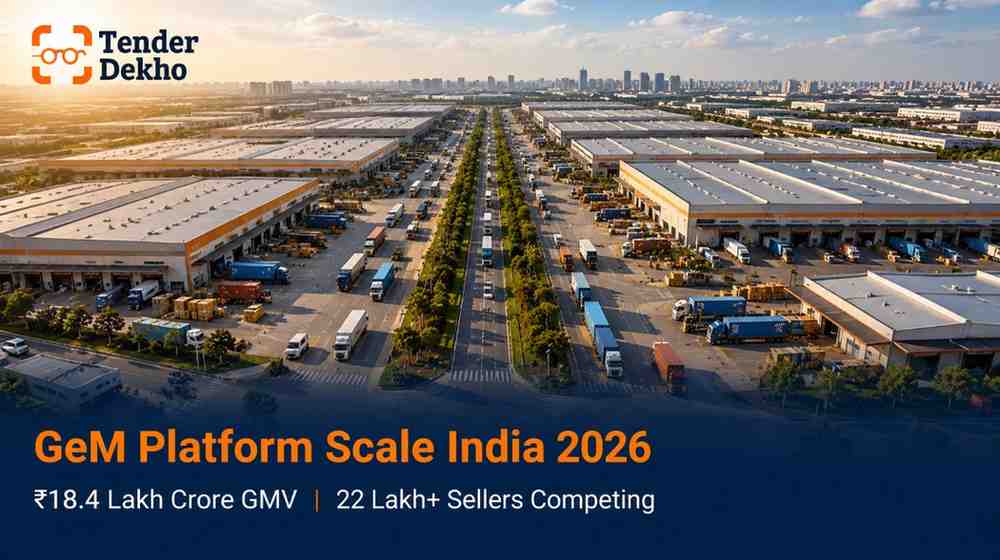 GeM government e-marketplace procurement scale India 2026 — 18.4 lakh crore GMV and 22 lakh sellers registered