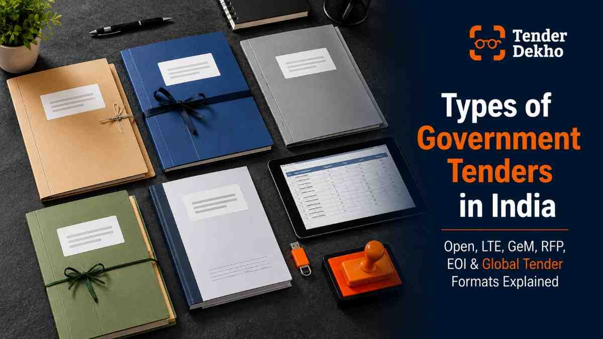 Types of government tenders in India 2026 — open tender LTE GeM RFP formats explained for MSME bidders