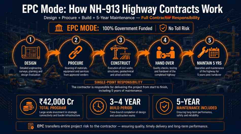 NH-913 Frontier Highway completed road Arunachal Pradesh India 2026 — track MoRTH construction tenders on TenderDekho