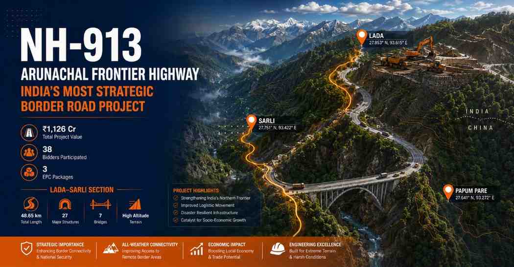 NH-913 Frontier Highway Lada-Sarli EPC tender results June 2026 — MoRTH construction tenders Arunachal Pradesh India