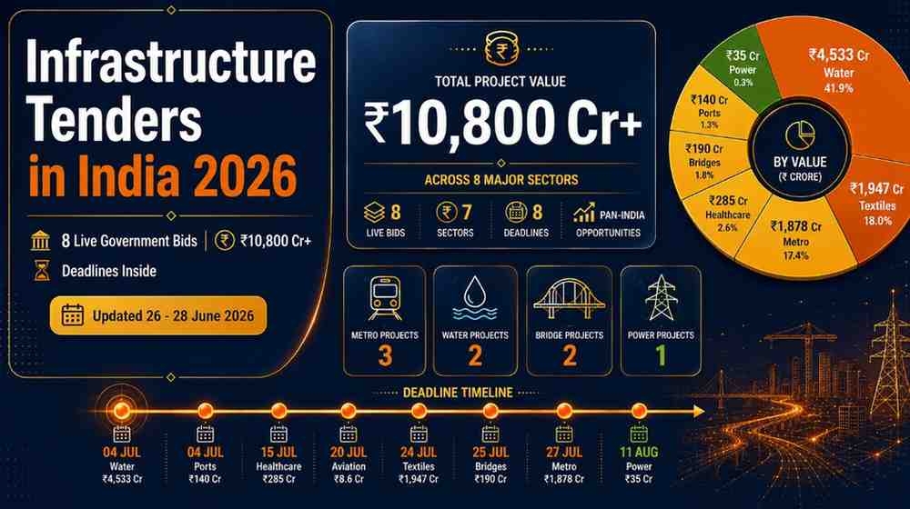 Infrastructure tenders in India 2026 - top 8 government bids by sector with deadlines