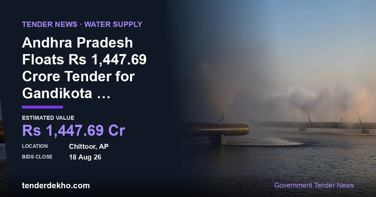 Andhra Pradesh Floats ₹1,447.69 Crore Tender for Gandikota Reservoir Water Supply Project in Chittoor