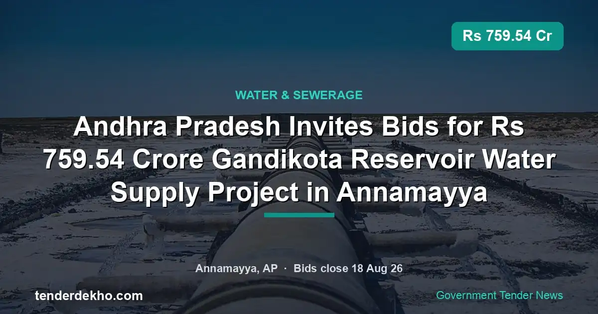 Andhra Pradesh Invites Bids for ₹759.54 Crore Gandikota Reservoir Water Supply Project in Annamayya