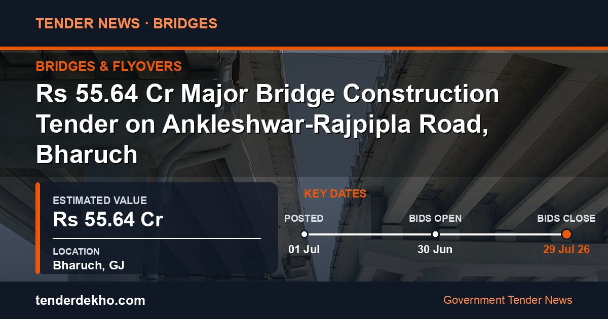 ₹55.64 Cr Major Bridge Construction Tender on Ankleshwar-Rajpipla Road, Bharuch