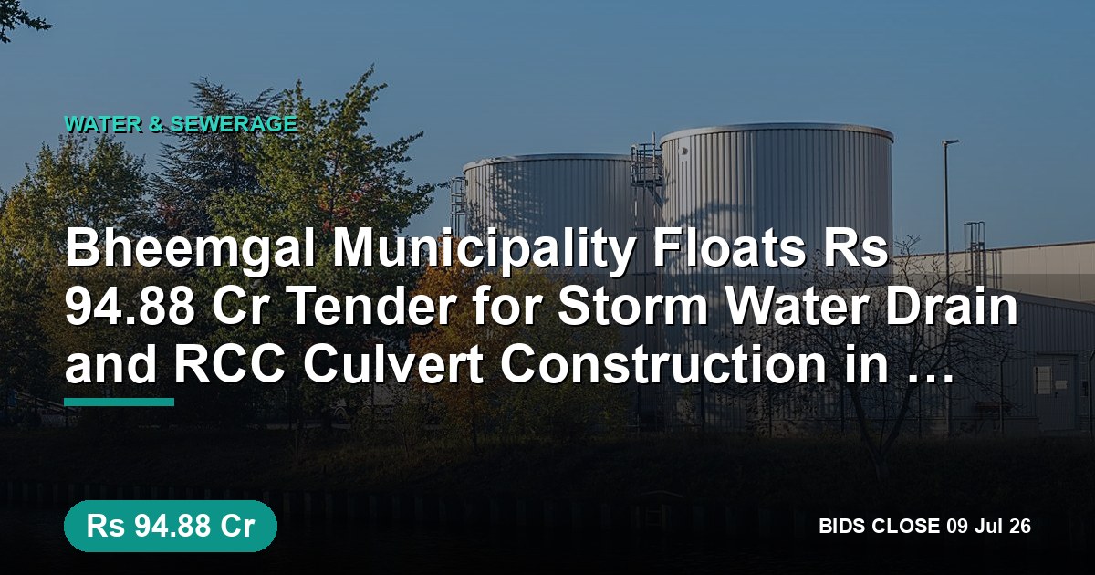 Bheemgal Municipality Floats ₹94.88 Cr Tender for Storm Water Drain and RCC Culvert Construction in Nizamabad