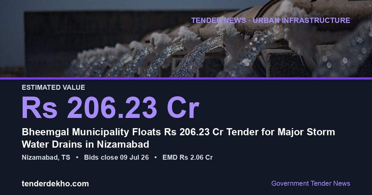Bheemgal Municipality Floats ₹206.23 Cr Tender for Major Storm Water Drains in Nizamabad