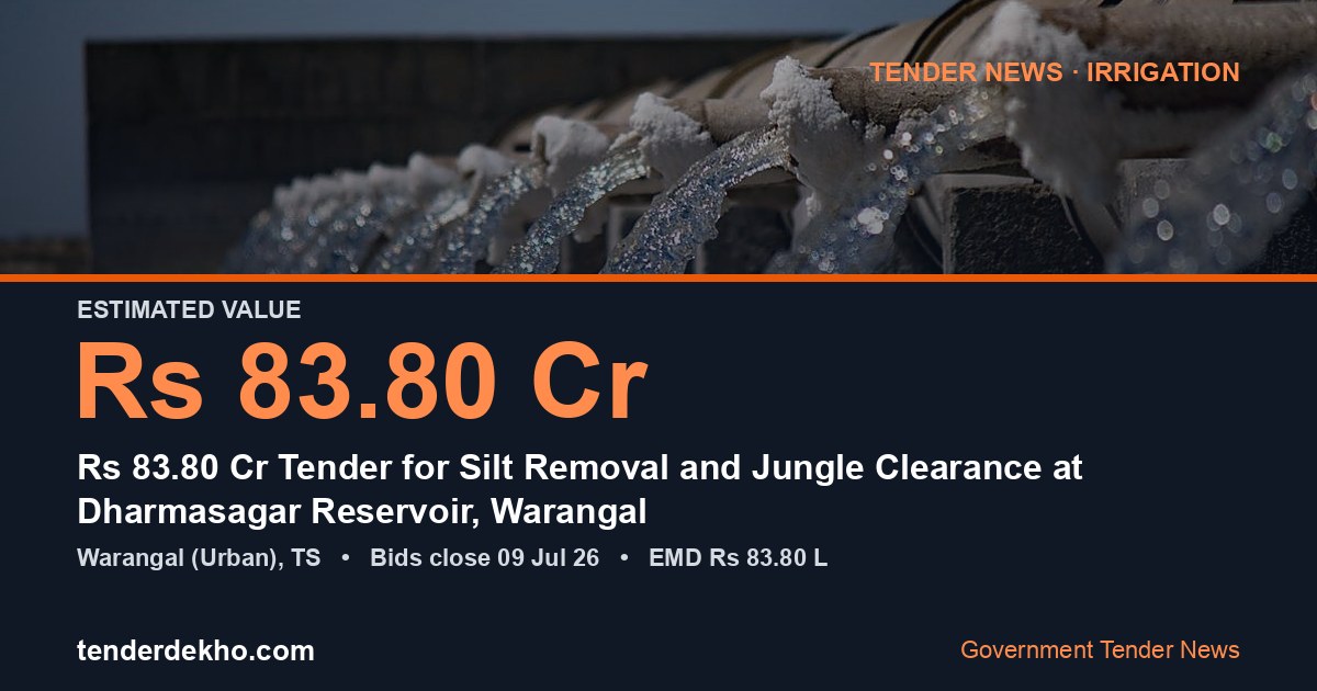₹83.80 Cr Tender for Silt Removal and Jungle Clearance at Dharmasagar Reservoir, Warangal