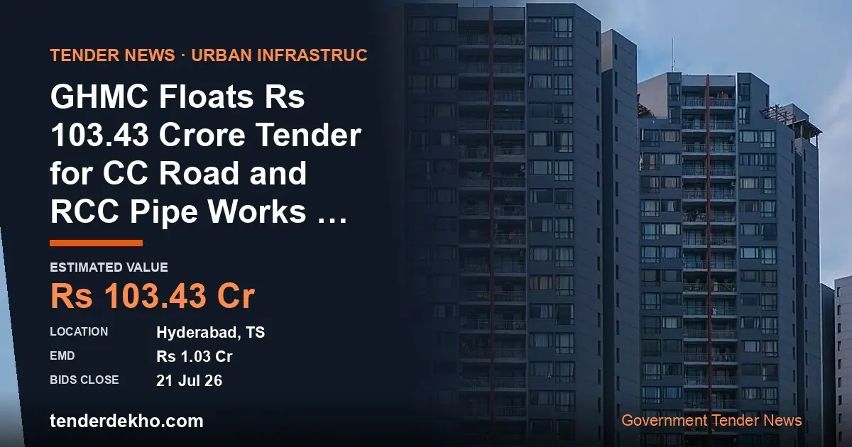 GHMC Floats ₹103.43 Crore Tender for CC Road and RCC Pipe Works in Padmarao Nagar, Secunderabad