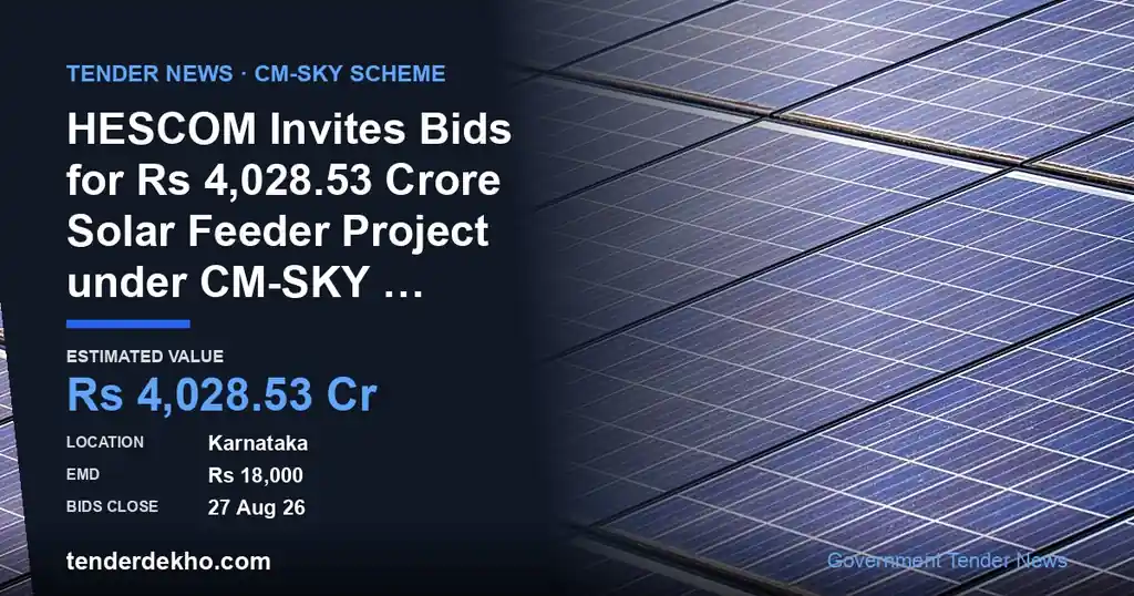HESCOM Invites Bids for ₹4,028.53 Crore Solar Feeder Project under CM-SKY Scheme in Karnataka
