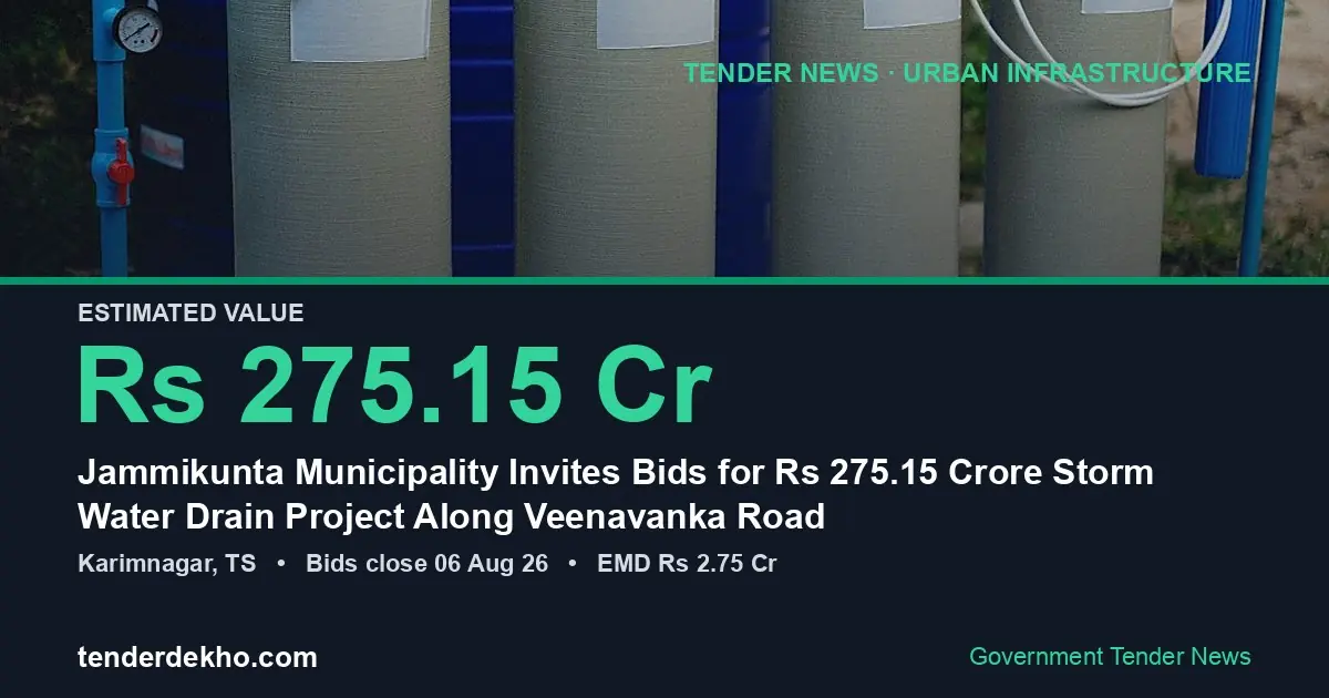 Jammikunta Municipality Invites Bids for ₹275.15 Crore Storm Water Drain Project Along Veenavanka Road