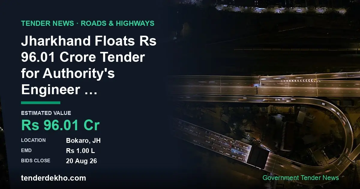 Jharkhand Floats ₹96.01 Crore Tender for Authority's Engineer Supervision of Jainamore–Phusro Road Upgrade