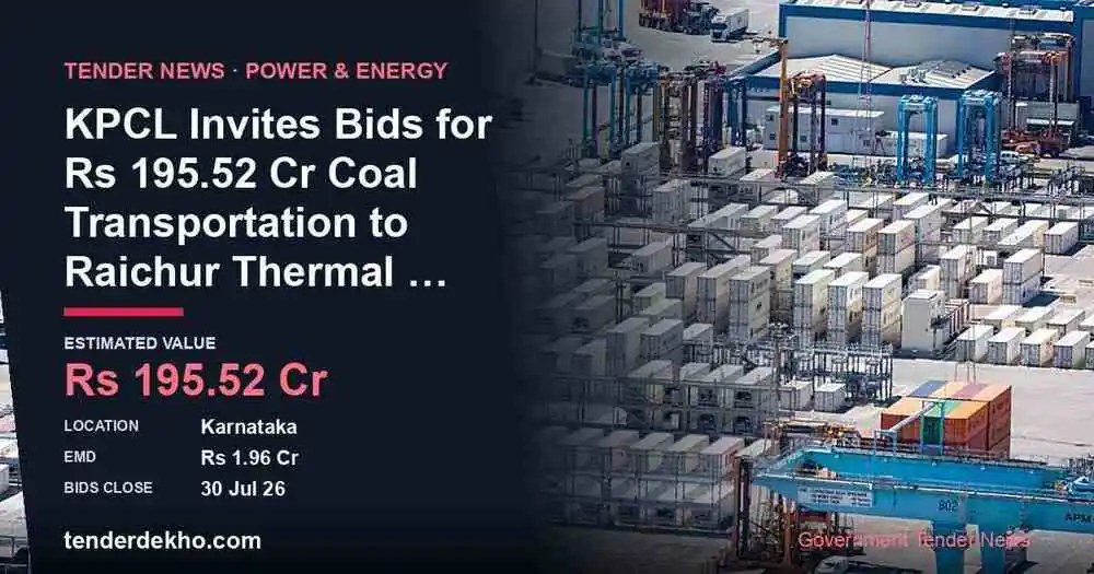 KPCL Coal Transportation Tender To RTPS Karnataka 195 52 Cr kpcl-coal-transportation-tender-to-rtps-karnataka-195-52-cr