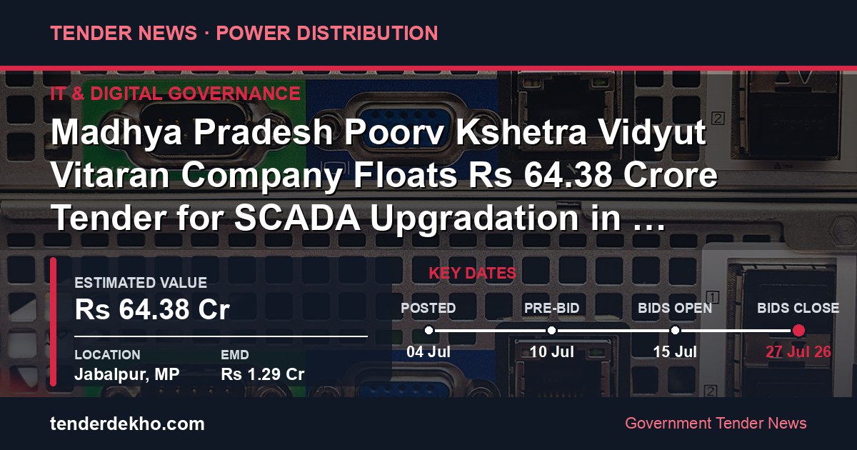 Madhya Pradesh Poorv Kshetra Vidyut Vitaran Company Floats ₹64.38 Crore Tender for SCADA Upgradation in Jabalpur under RDSS