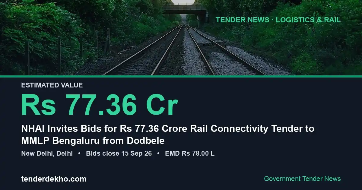 NHAI Invites Bids for ₹77.36 Crore Rail Connectivity Tender to MMLP Bengaluru from Dodbele