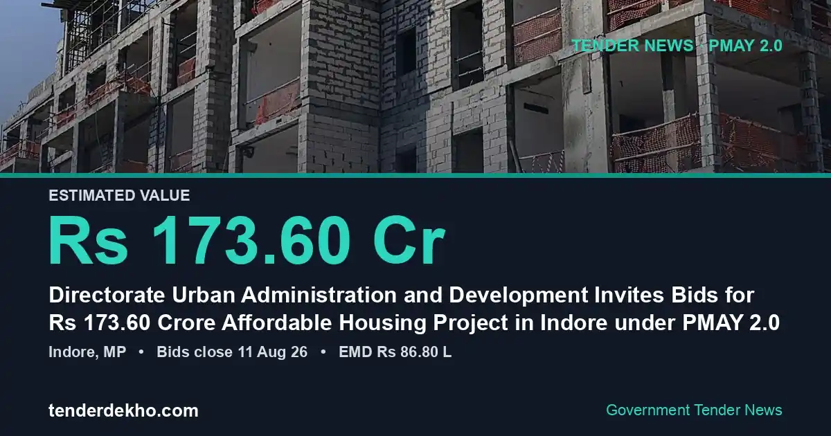 Directorate Urban Administration and Development Invites Bids for ₹173.60 Crore Affordable Housing Project in Indore under PMAY 2.0