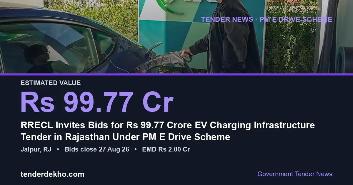 RRECL Invites Bids for ₹99.77 Crore EV Charging Infrastructure Tender in Rajasthan Under PM E Drive Scheme