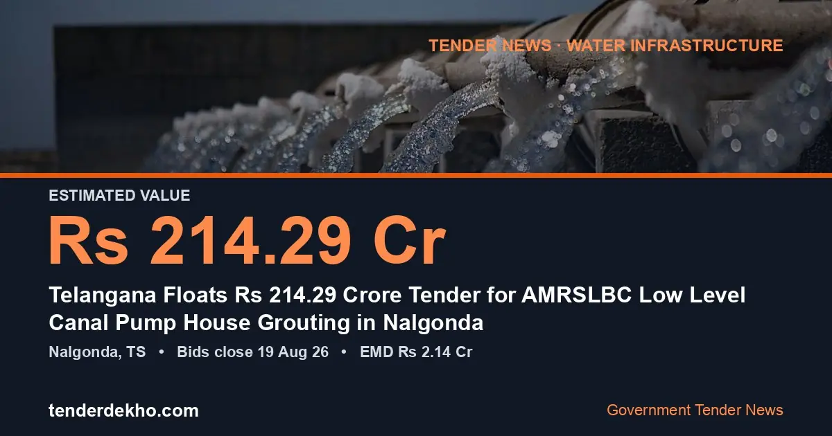 Telangana Floats ₹214.29 Crore Tender for AMRSLBC Low Level Canal Pump House Grouting in Nalgonda