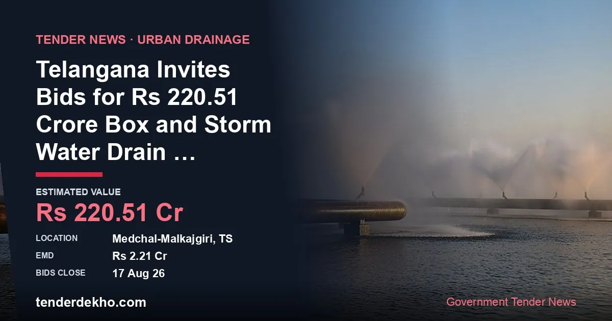 Telangana Invites Bids for ₹220.51 Crore Box and Storm Water Drain Project in Bhoodevi Nagar, Malkajgiri