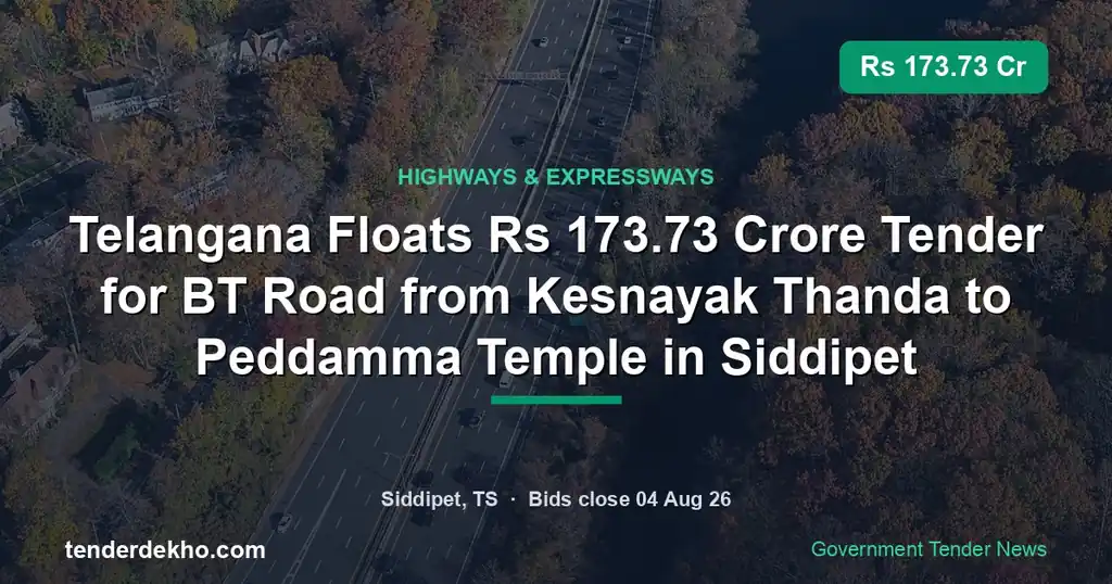 Telangana Floats ₹173.73 Crore Tender for BT Road from Kesnayak Thanda to Peddamma Temple in Siddipet