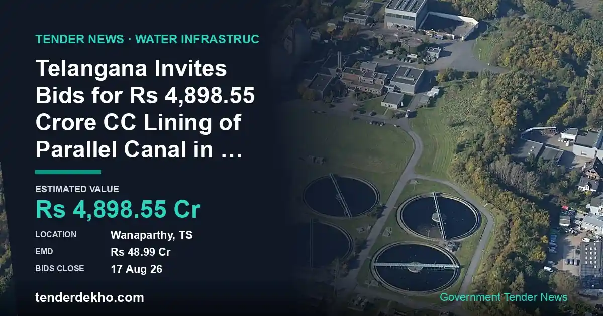 Telangana Invites Bids for ₹4,898.55 Crore CC Lining of Parallel Canal in Wanaparthy
