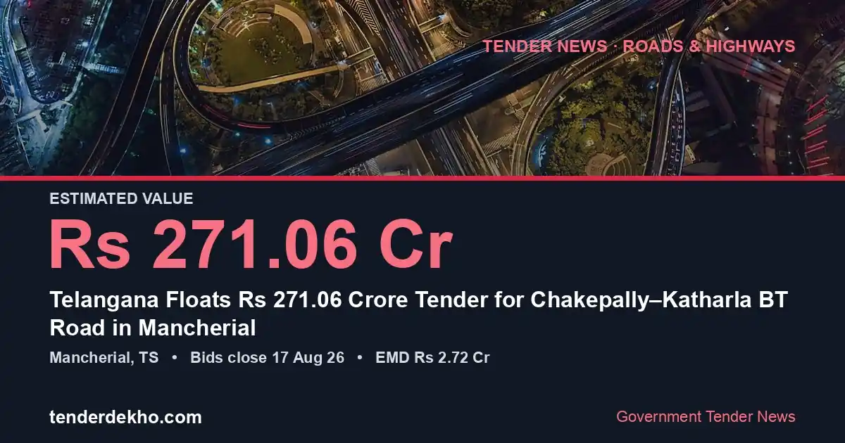 Telangana Floats ₹271.06 Crore Tender for Chakepally–Katharla BT Road in Mancherial