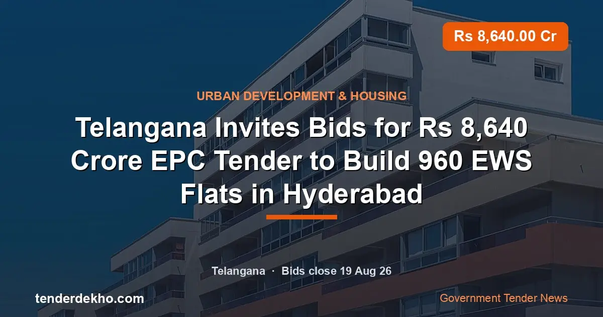 Telangana Invites Bids for ₹8,640 Crore EPC Tender to Build 960 EWS Flats in Hyderabad