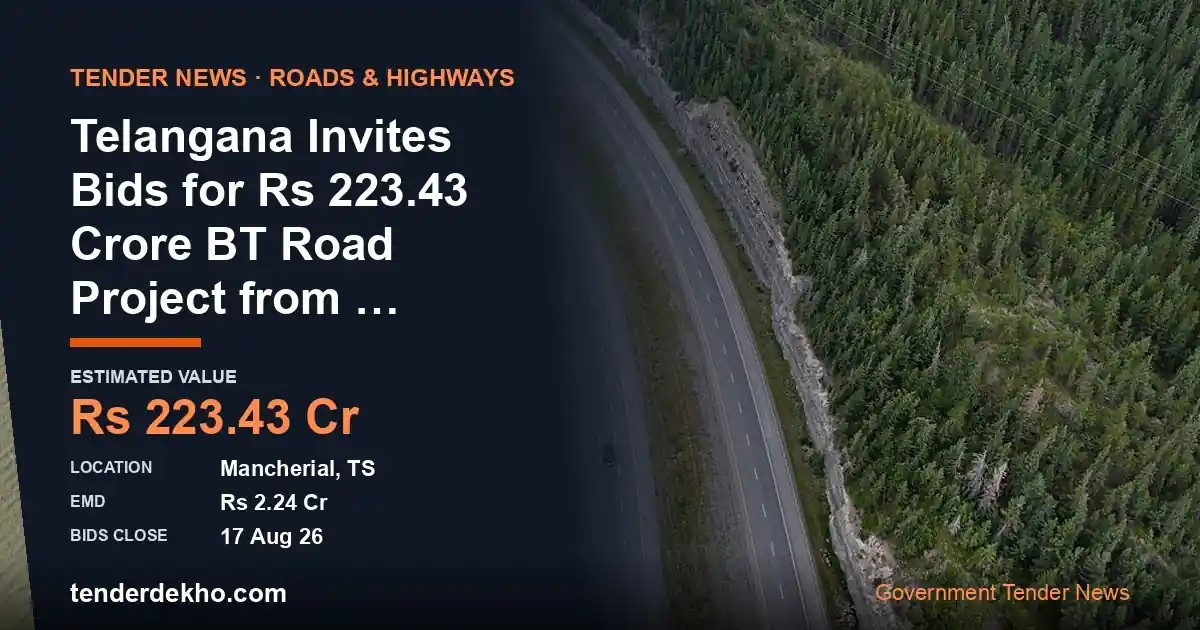 Telangana Invites Bids for ₹223.43 Crore BT Road Project from Gangaram to Potyala in Mancherial