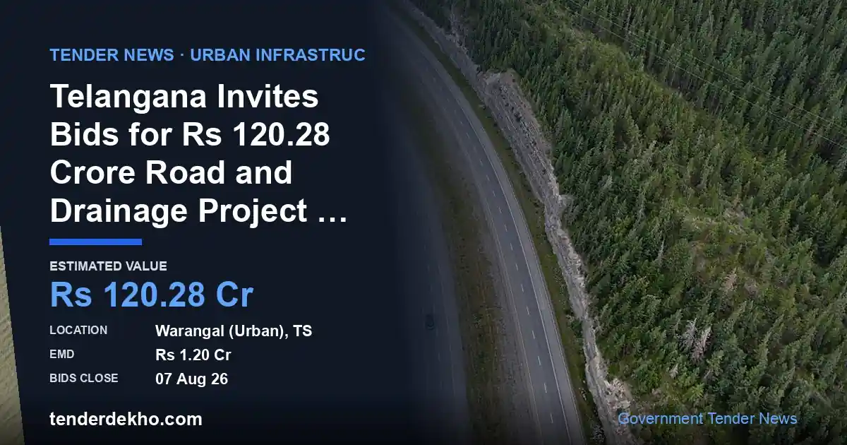 Telangana Invites Bids for ₹120.28 Crore Road and Drainage Project in Kazipet, Warangal