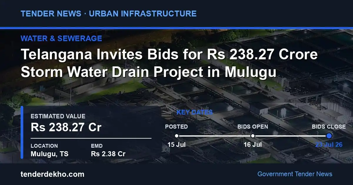 Telangana Invites Bids for ₹238.27 Crore Storm Water Drain Project in Mulugu