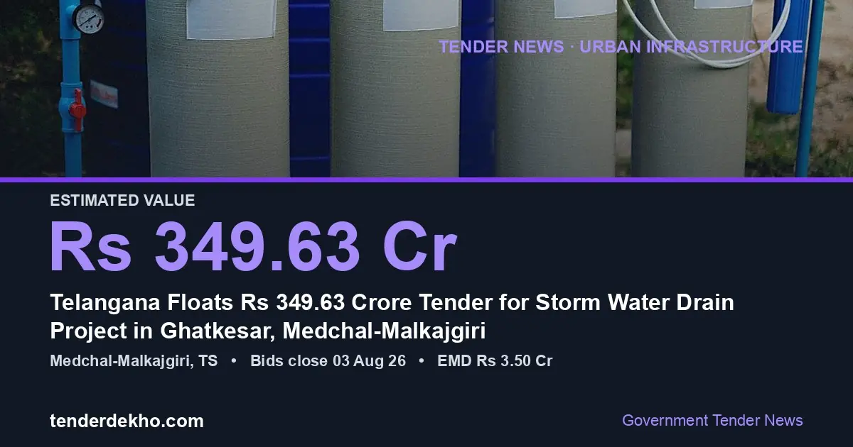 Telangana Floats ₹349.63 Crore Tender for Storm Water Drain Project in Ghatkesar, Medchal-Malkajgiri