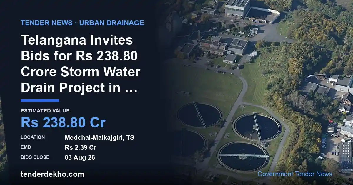 Telangana Invites Bids for ₹238.80 Crore Storm Water Drain Project in Medchal-Malkajgiri