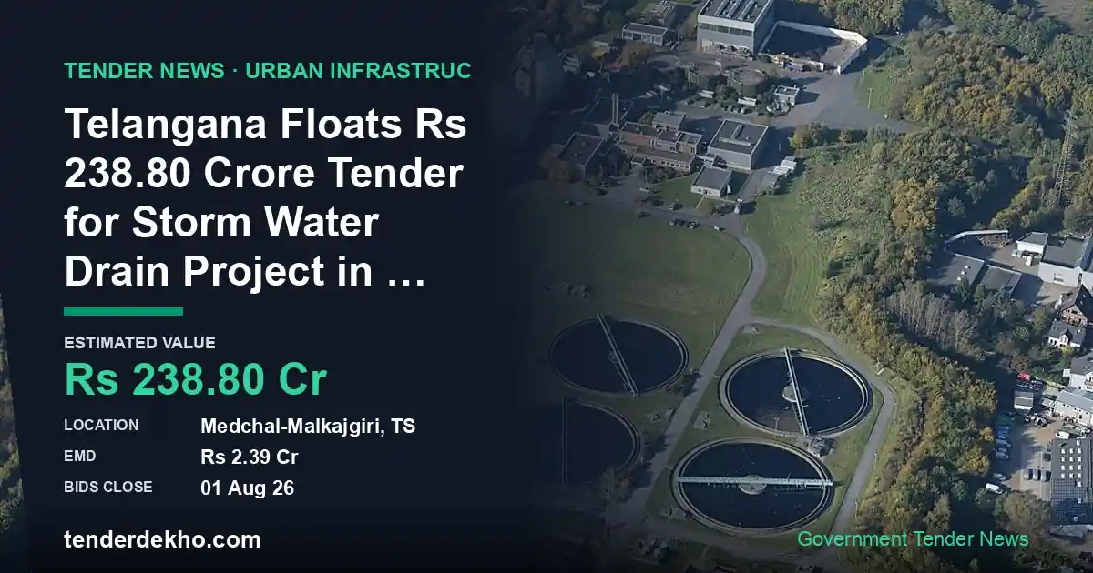 Telangana Floats ₹238.80 Crore Tender for Storm Water Drain Project in Pocharam, Medchal-Malkajgiri
